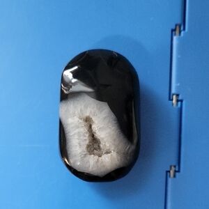 Polished Black Agate  Crystal Palm Stone